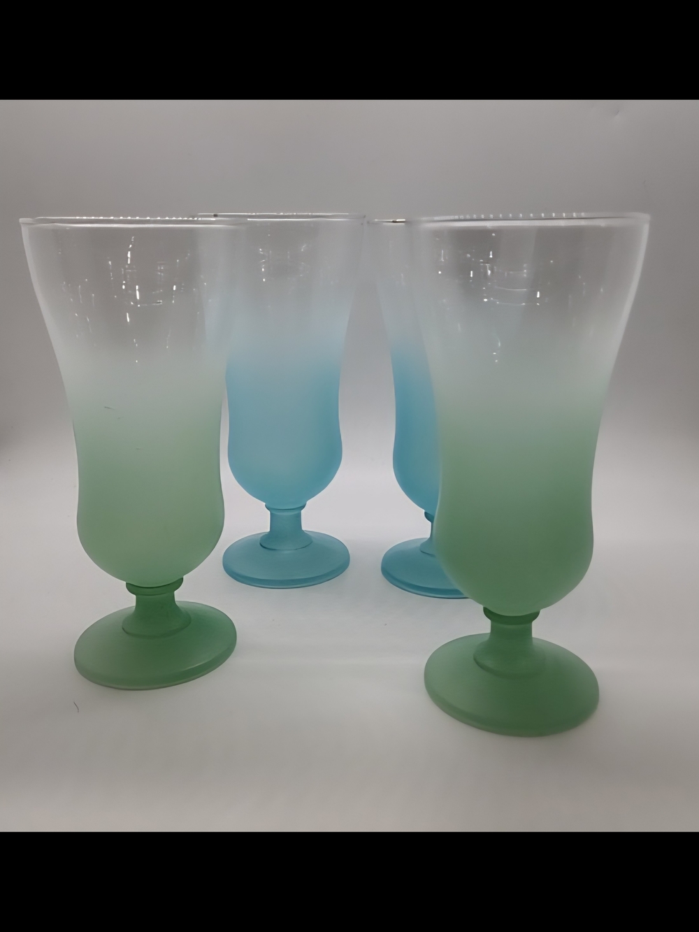 Vintage Blendo Set of 4 Frosted Pilsner Parfait Cocktail Glasses MCM